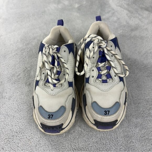 Balenciaga Triple S White Purple Women Sz 7 US/4 UK/37 EU 541641 Style Authentic - Picture 15 of 16